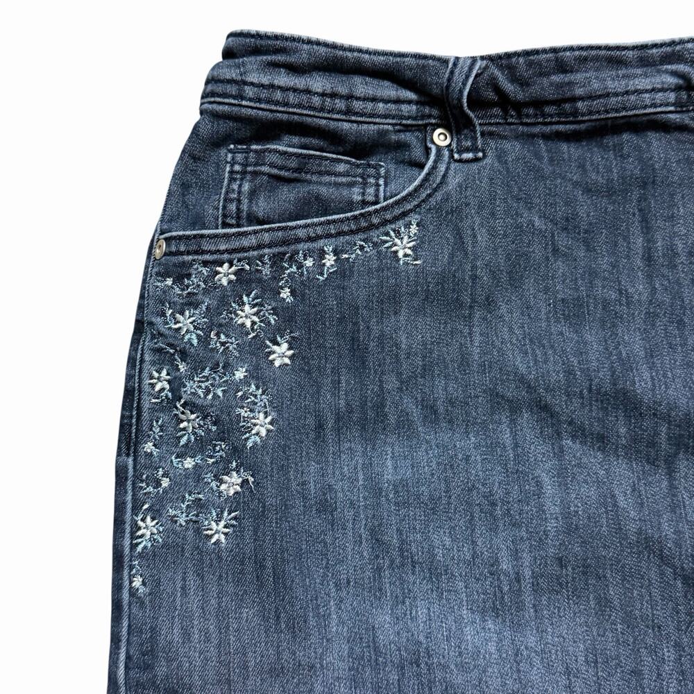 VTG Y2K EMBROIDERED DENIM MINI SKIRT WESTERN BOHO COTTAGECORE ATTACHED SHORT M L - Picture 2 of 4